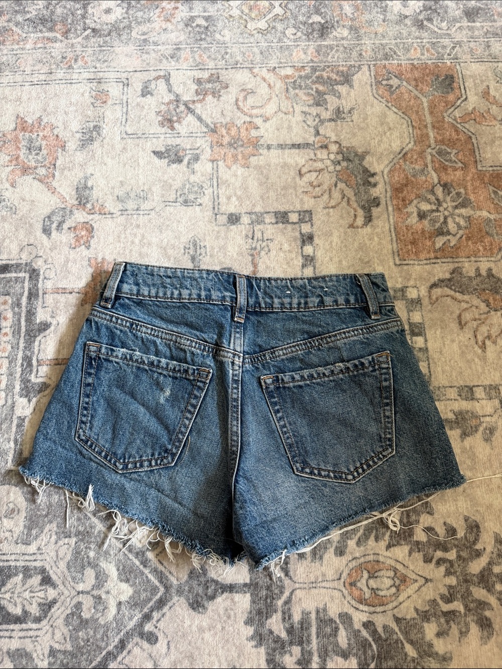 Garage Blue Distressed High-Rise Jean Shorts - Picture 2 of 3